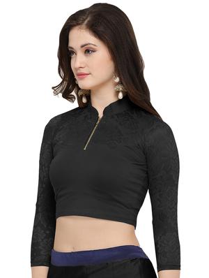 net zipper solid blouse - 15846880 - Standard Image - 2