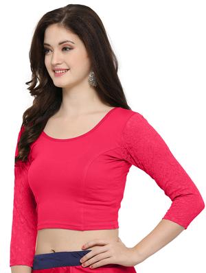 net sleeved solid blouse - 15846888 - Standard Image - 2