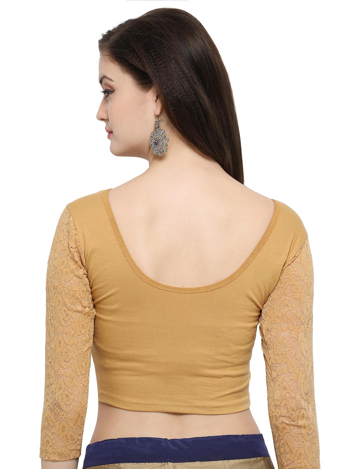 net sleeved solid blouse - 15846891 - Zoom Image - 3