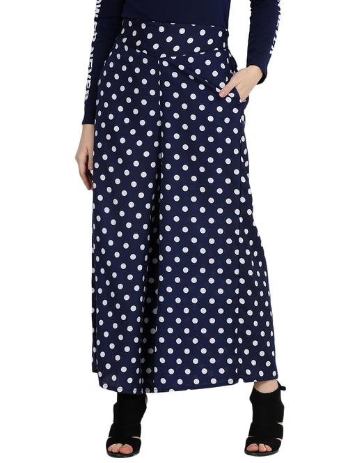 navy blue polka dots flared palazzo - 15847409 -  Standard Image - 0