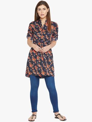 blue viscose straight kurti - 15847559 - Standard Image - 4