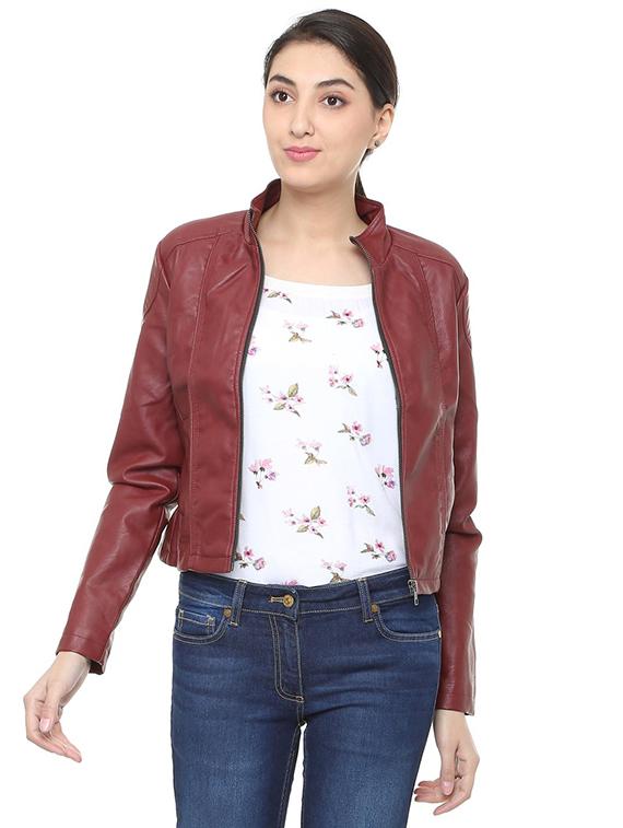 zip-up leather jacket - 15848899 - Zoom Image - 1