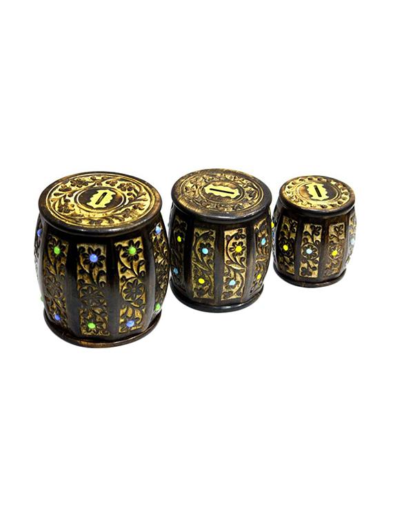 desi karigar wooden drum /cylinder shaped money bank - 15849156 - Zoom Image - 2