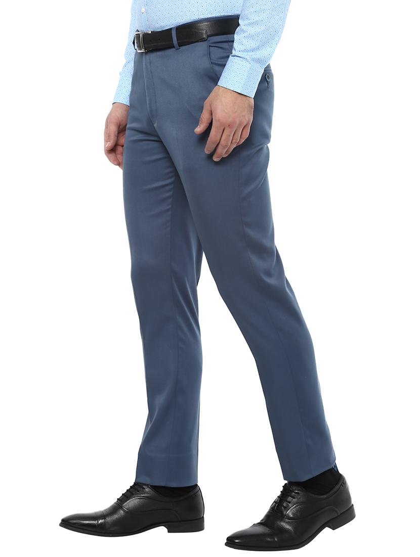 blue polyester flat front formal trouser - 15849346 - Zoom Image - 2
