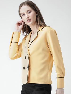 contrast piping double breasted blazer - 15850093 - Standard Image - 2