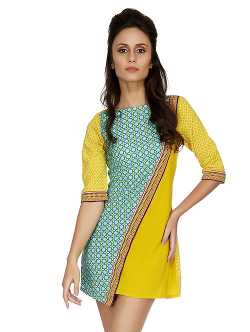 contrast overlap paneled asymmetric dress - 15850134 - Very Small Image - 1