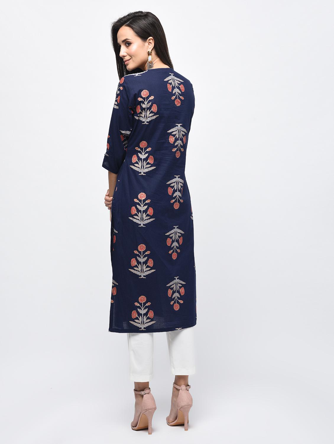 straight printed kurta - 15850581 - Zoom Image - 3
