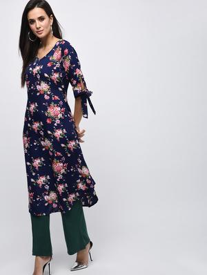 a-line printed kurta - 15850600 - Standard Image - 2