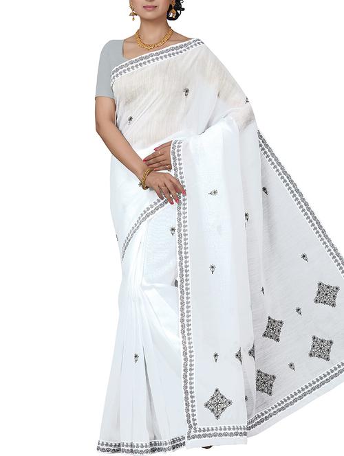 floral embroidered saree with blouse - 15851610 - Standard Image - 1
