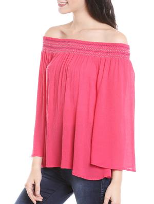 smocked off shoulder boxy top - 15851699 - Standard Image - 2