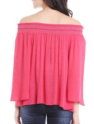smocked off shoulder boxy top - 15851699 - Standard Image - 3