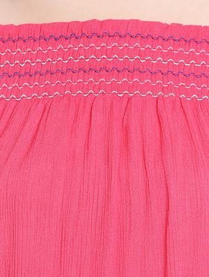 smocked off shoulder boxy top - 15851699 - Standard Image - 4