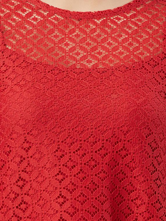 contrast lace bell sleeved top - 15851701 - Zoom Image - 4