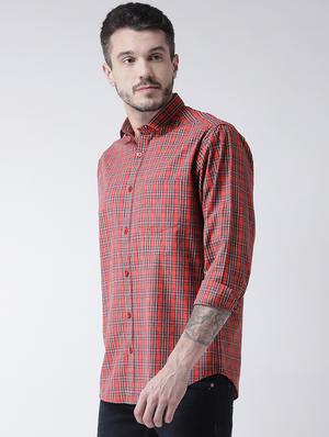 orange checkered casual shirt - 15851898 - Standard Image - 2