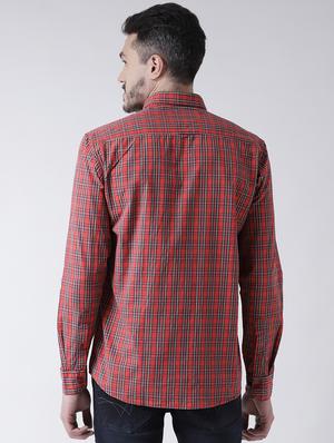 orange checkered casual shirt - 15851898 - Standard Image - 3