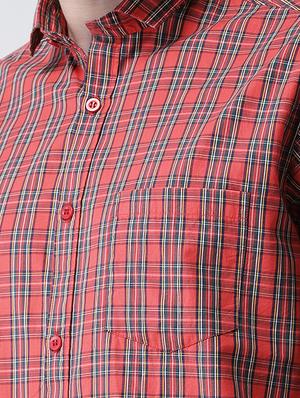 orange checkered casual shirt - 15851898 - Standard Image - 5
