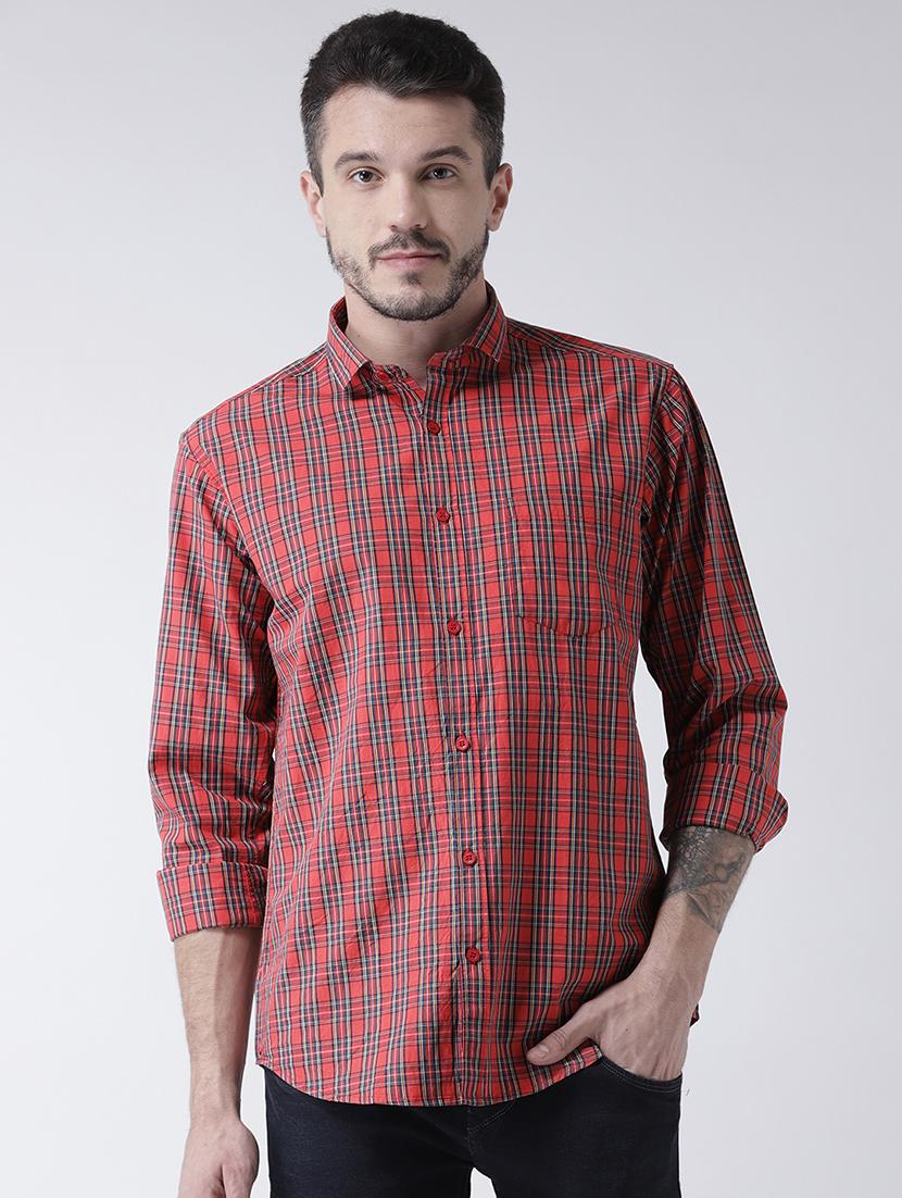 orange checkered casual shirt - 15851898 - Zoom Image - 1
