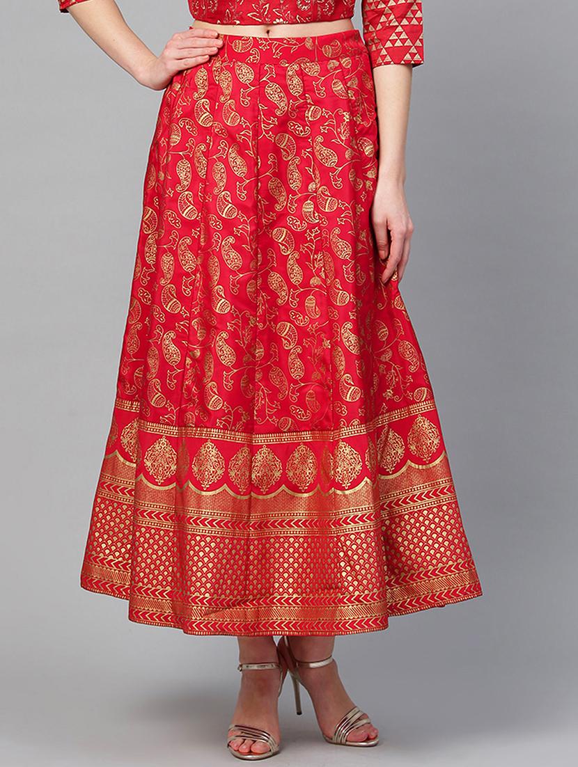 Foil printed silk blend flared skirt - 15852420 - Zoom Image - 1