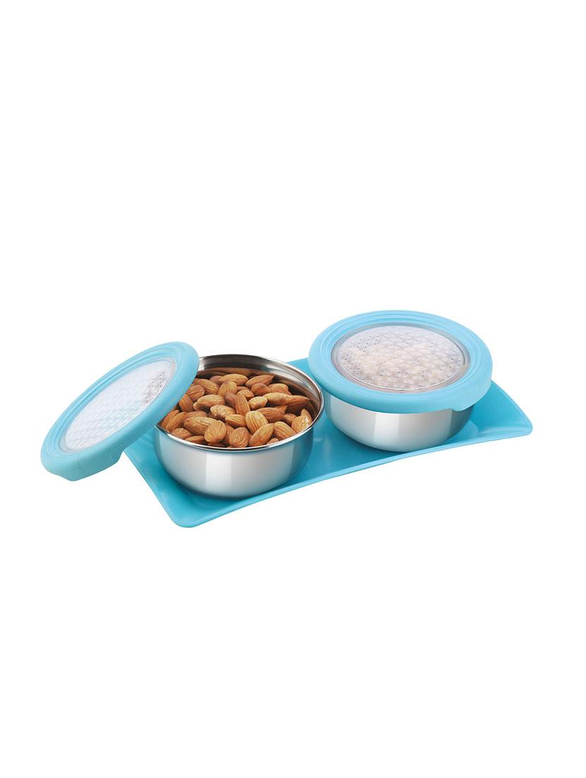 jewel occasions 2 pieces stainless steel containers set with tray, blue - 15852877 - Zoom Image - 1