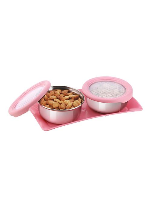 jewel occasions 2 pieces stainless steel containers set with tray, pink - 15852880 - Standard Image - 1