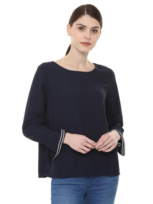 lace trim flute sleeved top - 15853200 - Standard Image - 1