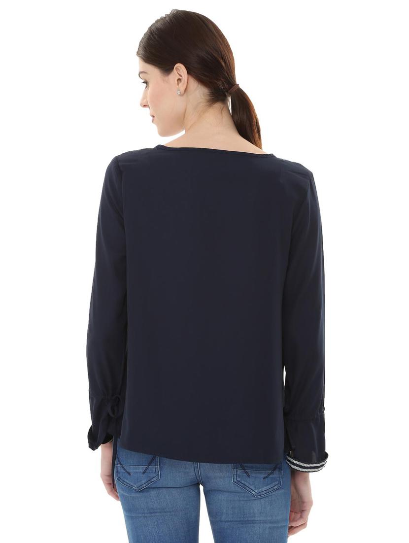 lace trim flute sleeved top - 15853200 - Zoom Image - 2