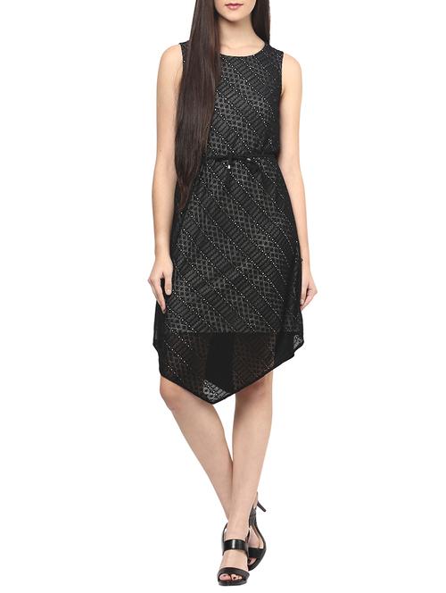 tie up waist laced asymmetric dress - 15853387 - Standard Image - 1