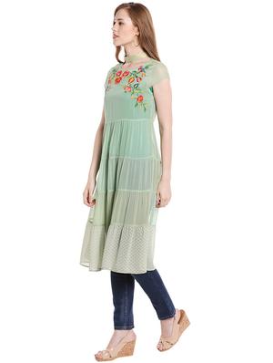 choker neck gathered tiered tunic - 15853399 - Standard Image - 2