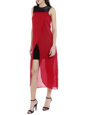 lace paneled asymmetric dress - 15853436 - Standard Image - 2