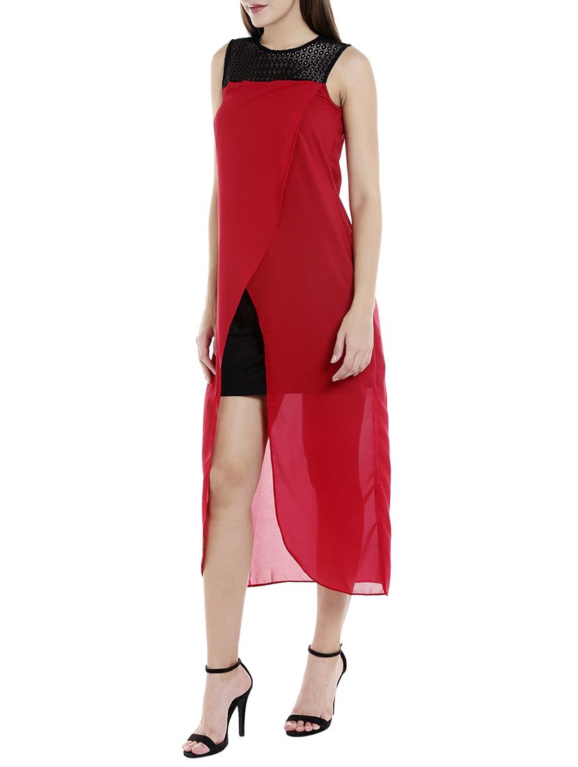 lace paneled asymmetric dress - 15853436 - Zoom Image - 2