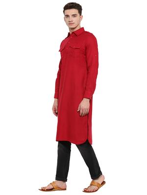 red solid pathani kurta - 15853861 - Standard Image - 2