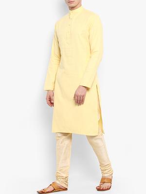 yellow solid long kurta - 15853864 - Standard Image - 2