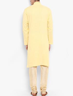 yellow solid long kurta - 15853864 - Standard Image - 3