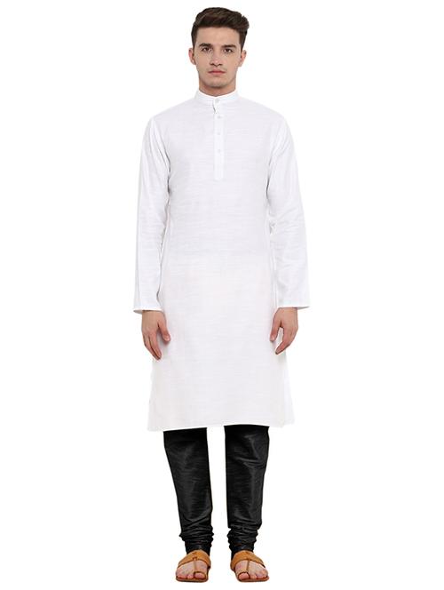 white cotton long kurta - 15853865 - Standard Image - 1