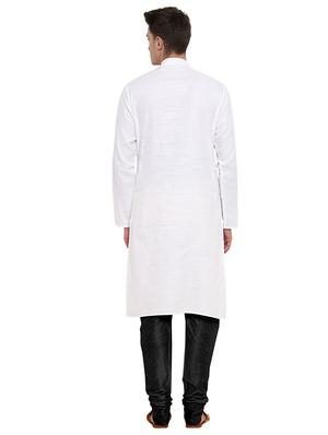 white cotton long kurta - 15853865 - Standard Image - 3