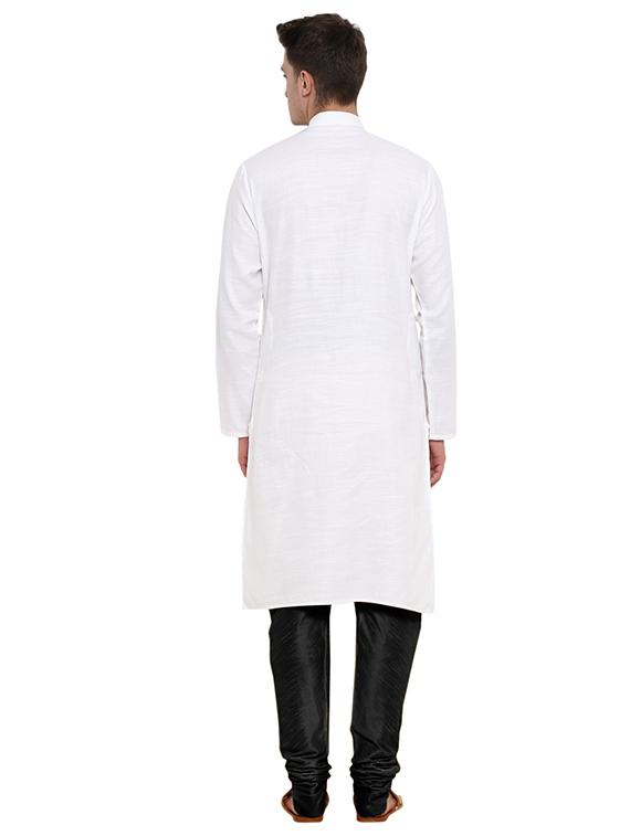 white cotton long kurta - 15853865 - Zoom Image - 3