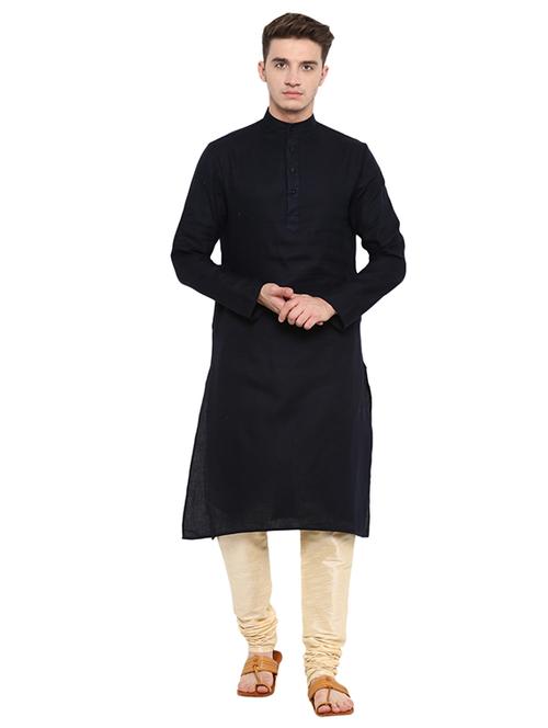 navy blue cotton long kurta - 15853867 - Standard Image - 1