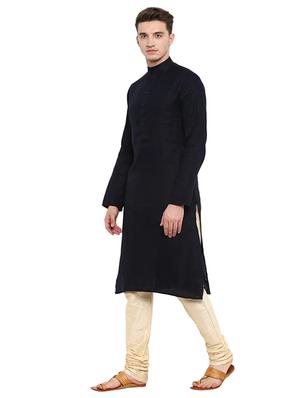 navy blue cotton long kurta - 15853867 - Standard Image - 2
