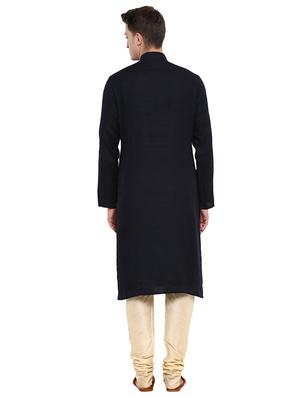 navy blue cotton long kurta - 15853867 - Standard Image - 3