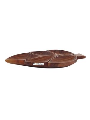wooden handmade leaf design dry fruit tray size-lxbxh13x7x1 inch set of 2 - 15854037 - Standard Image - 3