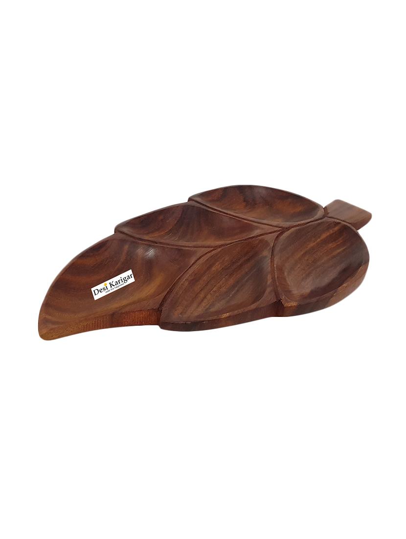 wooden handmade leaf design dry fruit tray size-lxbxh13x7x1 inch set of 2 - 15854037 - Zoom Image - 2