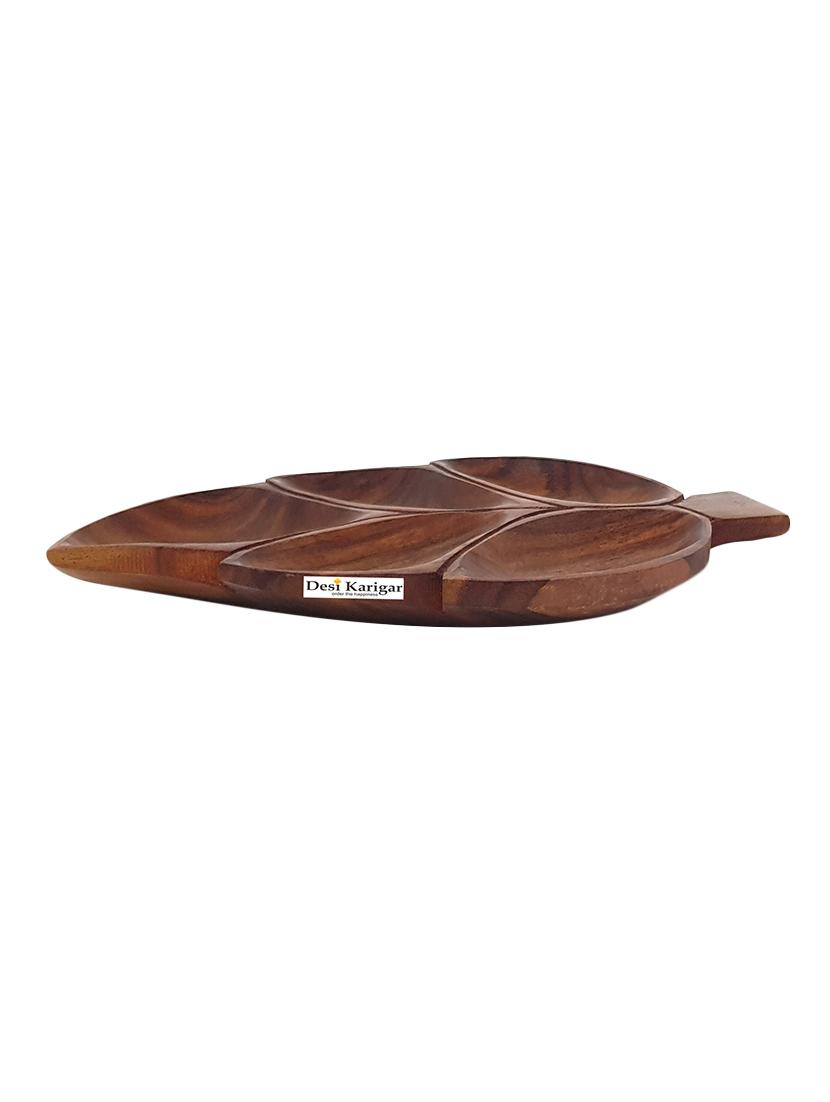 wooden handmade leaf design dry fruit tray size-lxbxh13x7x1 inch set of 2 - 15854037 - Zoom Image - 3