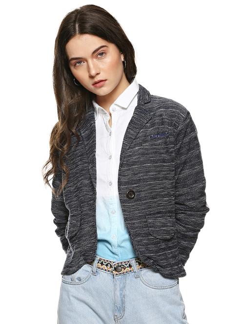 elbow patch side slit blazer - 15854326 - Standard Image - 1