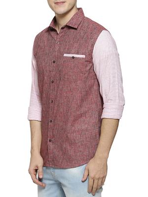 maroon cotton casual shirt - 15854364 - Standard Image - 2
