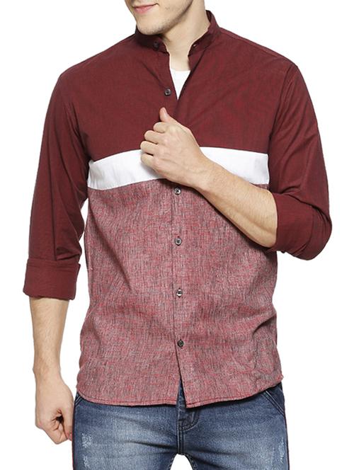 maroon cotton casual shirt - 15854365 - Very Small Image - 1