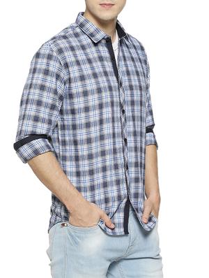blue checkered casual shirt - 15854368 - Standard Image - 2