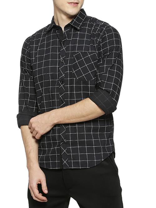 black checkered casual shirt - 15854370 - Standard Image - 1