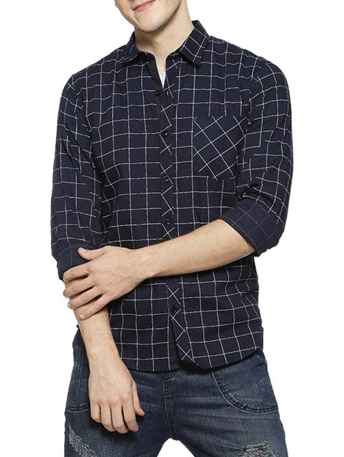 blue checkered casual shirt - 15854371 - Standard Image - 1