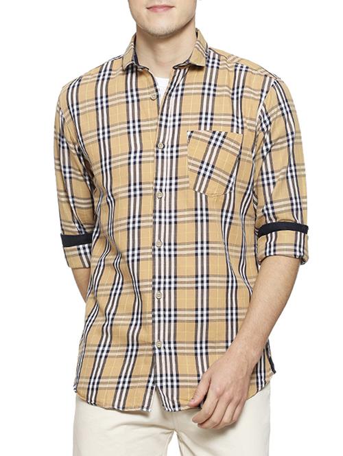 brown checkered casual shirt - 15854374 - Very Small Image - 1