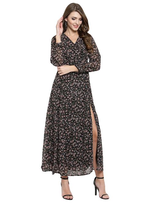 floral high slit maxi dress - 15854465 - Standard Image - 1